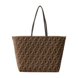 FENDI FF Jacquard Shopper Tote Shoulder Bag Brown